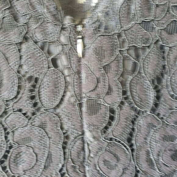 Ellen Tracy Arcadia Print Black Lace Pink Blue Floral Fit and Flare Midi Dress - Picture 9 of 13